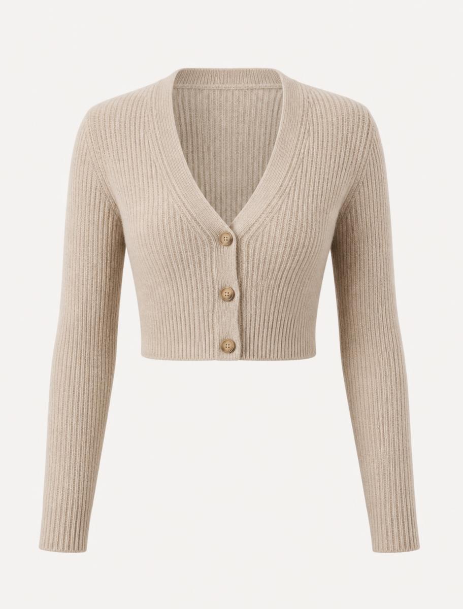 Sand Ribbed Cardigan
