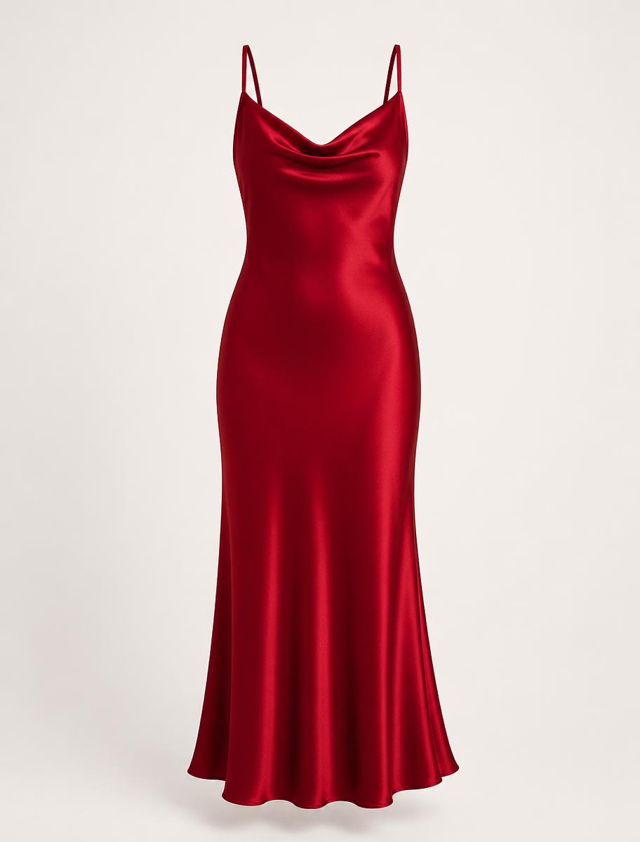 Cherry Silk Slip Dress